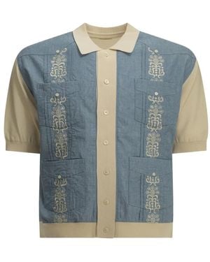 Kapital Embroidered Panelled Shirt - Blue