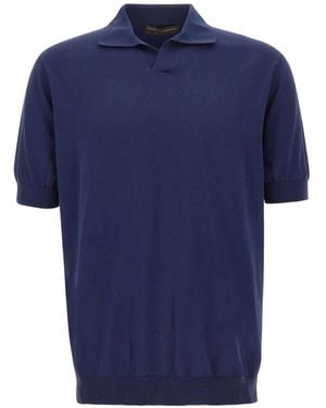 FILIPPO DE LAURENTIIS Buttonless V-Opening T-Shirt - Blue