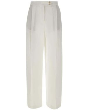 Eleventy Palazzo Pleated Trousers - White