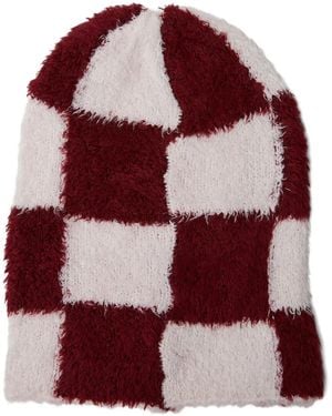 The Elder Statesman Checked Beanie - Red