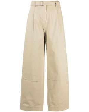 Low Classic Wide-Leg Belted Pants - Natural