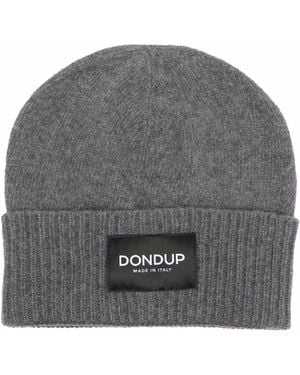 Dondup Logo-Patch Knitted Beanie - Gray