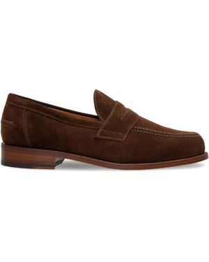 Sanders Aldwych Suede Penny Loafers - Brown