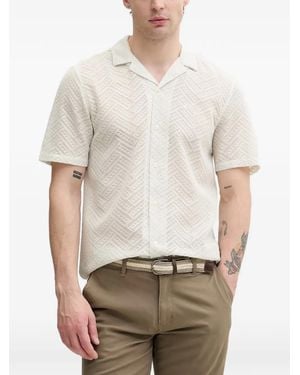Lindbergh Geometric-Lace Short-Sleeve Shirt - Natural