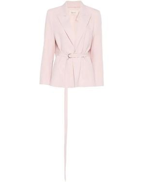 ViCOLO Belted Peak-Lapel Blazer - Pink
