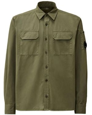 C.P. Company Organic Gabardine Long-Sleeve Lens Shirt - Grey