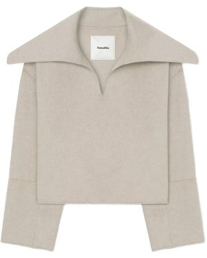 Nanushka Maxe Pilgrim-Collar Sweater - White