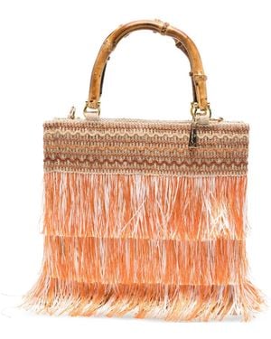 La Milanesa Media Orchidea Fringed Tote Bag - Pink