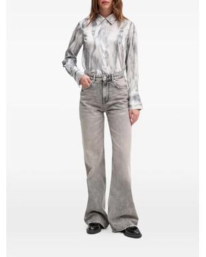Sisley Logo-Patch Flared Jeans - Grey