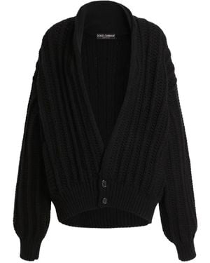 Dolce & Gabbana Ribbed Cardigan - Black