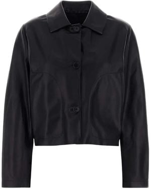 SANTORO Button-Fastening Leather Jacket - Blue