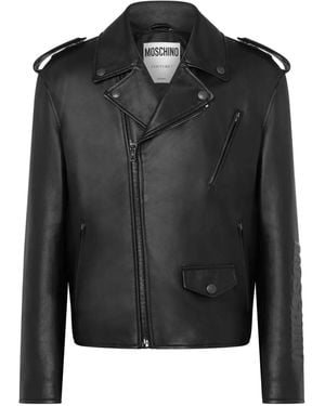 Moschino Bikerjacke Mit Logo-Prägung - Schwarz