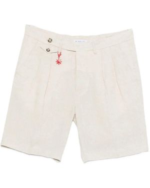 Manuel Ritz Pleated Linen Shorts - White