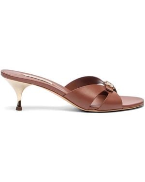Casadei Julia Buckle-Upper Leather Heeled Sandals - Pink