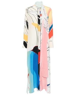 F.R.S For Restless Sleepers Robe Imprimée À Coupe Longue - White