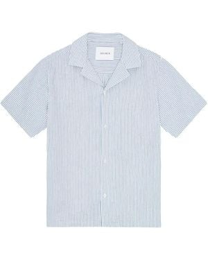 Les Deux Lukas Striped Short-Sleeve Shirt - Blue