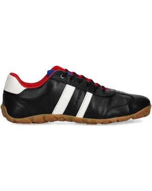 Wales Bonner Cadence Striped Leather Sneakers - Black