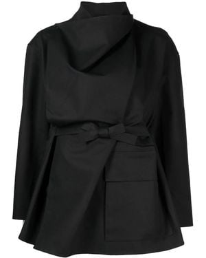 JNBY Asymmetrical Layered Tie-Waist Jacket - Black