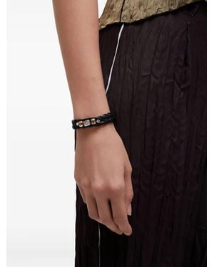 Osklen Braided-Leather Crystal-Embellished Bracelet - Black