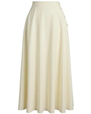 Ralph Lauren Falda Midi Kenzie Acampanada - Blanco