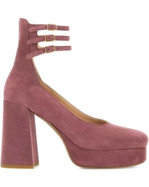 Chloé 100Mm Triple-Buckle Platform Court Shoes - Pink