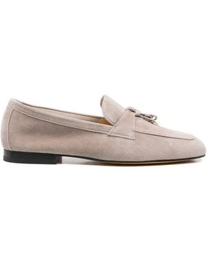 Doucal's Mocassins En Daim À Glands - White