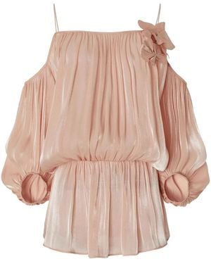 Genny Floral-Appliqué Blouse - Natural