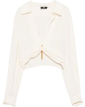 Elisabetta Franchi Tassel-Detail Cropped Shirt - White