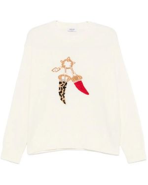 Liu Jo Crystal-Embellished Graphic-Print Jumper - White