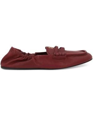 Miu Miu Mocassins En Cuir - Rouge