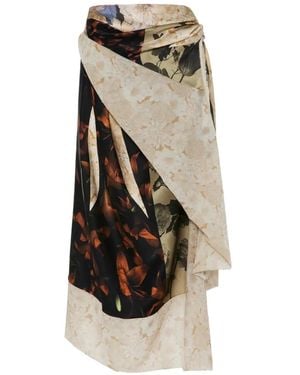 Maison Margiela Asymmetrical Floral Midi Skirt - White