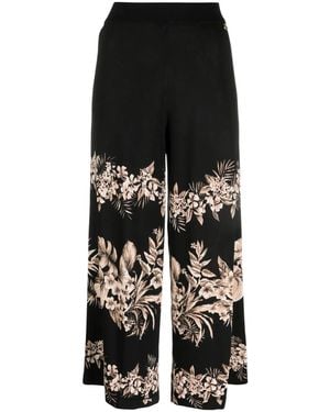 Twinset Floral-Motif Cropped Knitted Pants - Black