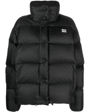 Miu Miu Logo-print Quilted Jacket - Black