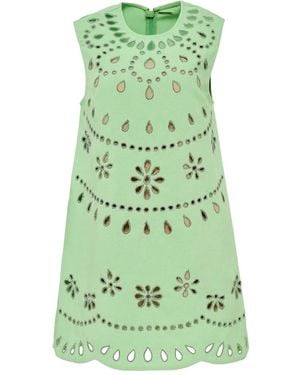 Alexis Adilyn Laser-Cut Floral-Pattern Mini Dress - Green
