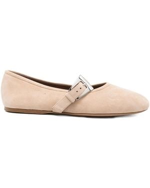 Paris Texas Buckle-strap suede flats - Neutro