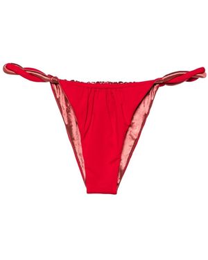 Isa Boulder Chunky Rope Reversible Bikini Bottoms - Red