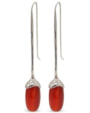 Sophie Buhai Pendientes Con Colgante De Cornalina En Plata De Ley - Blanco