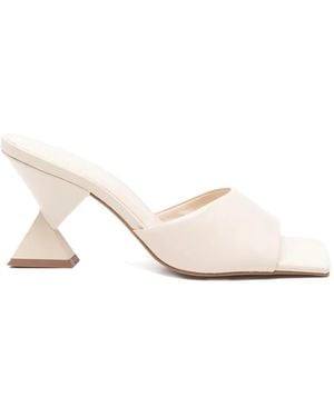 Carrano Geometric-Heel Mules - Natural