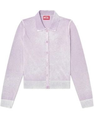 DIESEL M-Loren Logo-Embroidered Cardigan - Purple
