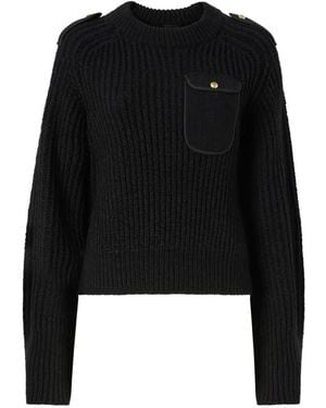Pinko Ribbed Jumper With Small Pocket - Black