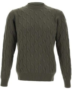 FILIPPO DE LAURENTIIS Gerippter Pullover mit Zopfmuster - Grün