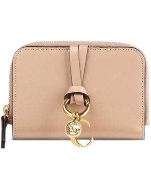 Chloé Leather Zip-Around Purse - Natural