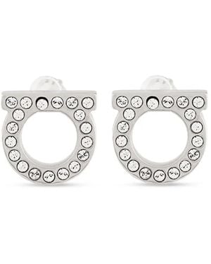 Ferragamo Gancini Crystal-Embellished Earrings - White
