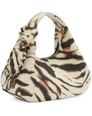 Ganni Zebra-Print Shoulder Bag - Metallic