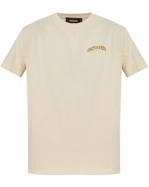 DSquared² T-Shirt En Coton À Logo Brodé - Natural