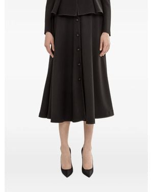 Nissa Button-Detail Midi Skirt - Black