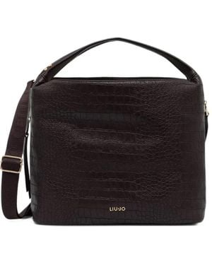 Liu Jo Large Croc-Effect Tote Bag - Black