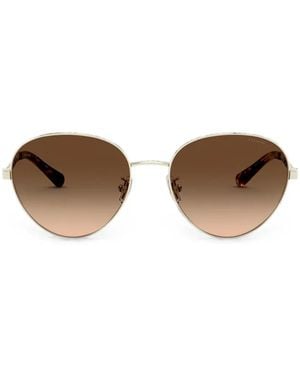 COACH Signature Chain-Link Pilot-Frame Sunglasses - Metallic