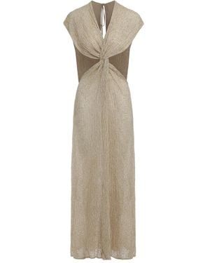 Savannah Morrow Robe Longue Fiori À Détail Torsadé - Natural