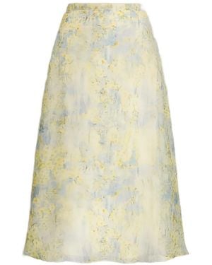Alberta Ferretti Falda Con Estampado Floral - Blanco